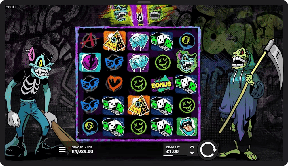 Decide how much you want to bet with the £ slider before you start to spin