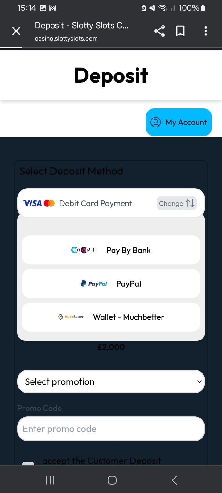 Deposit the minimum qualifying amount (£10–£20) via eligible methods