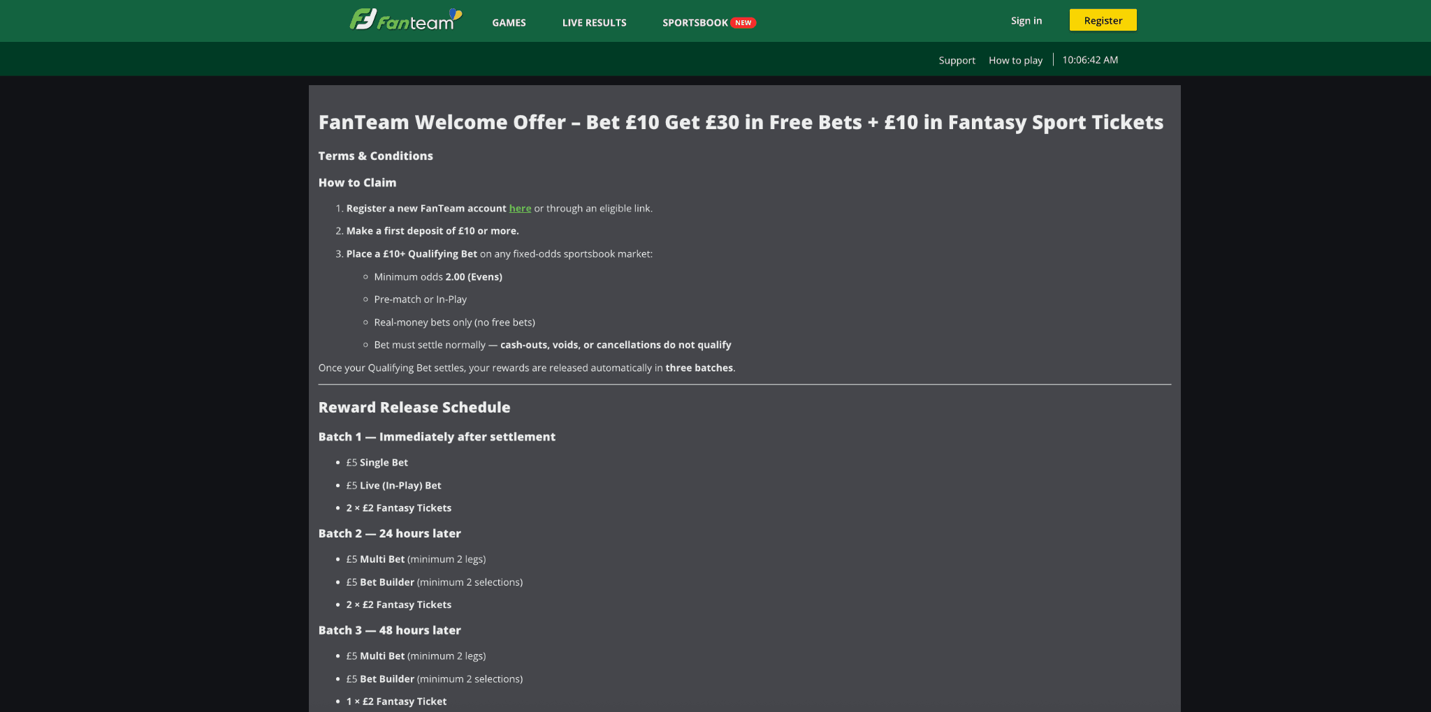 Does FanTeam Sportsbook Have a Welcome Bonus