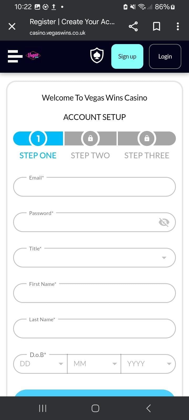 Enter email, birthdate, password, and name.