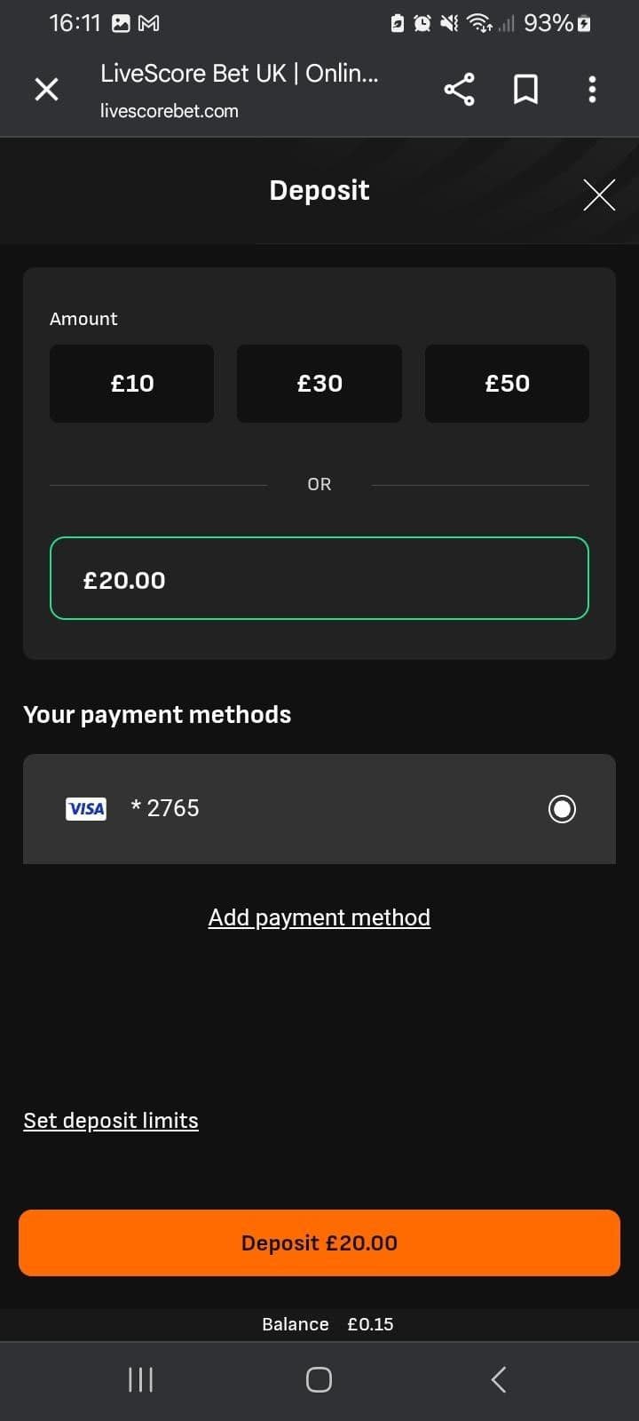 Enter your desired deposit amount