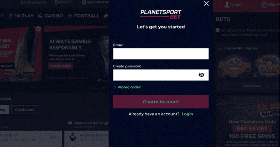 Enter your email, create a password and a promo code if you have one