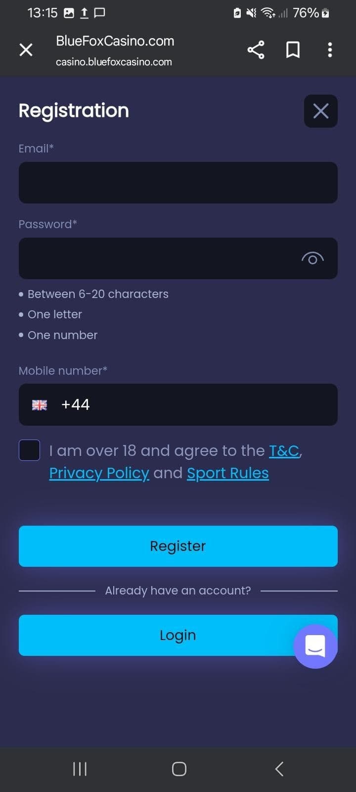 Enter your email, password, and phone number.