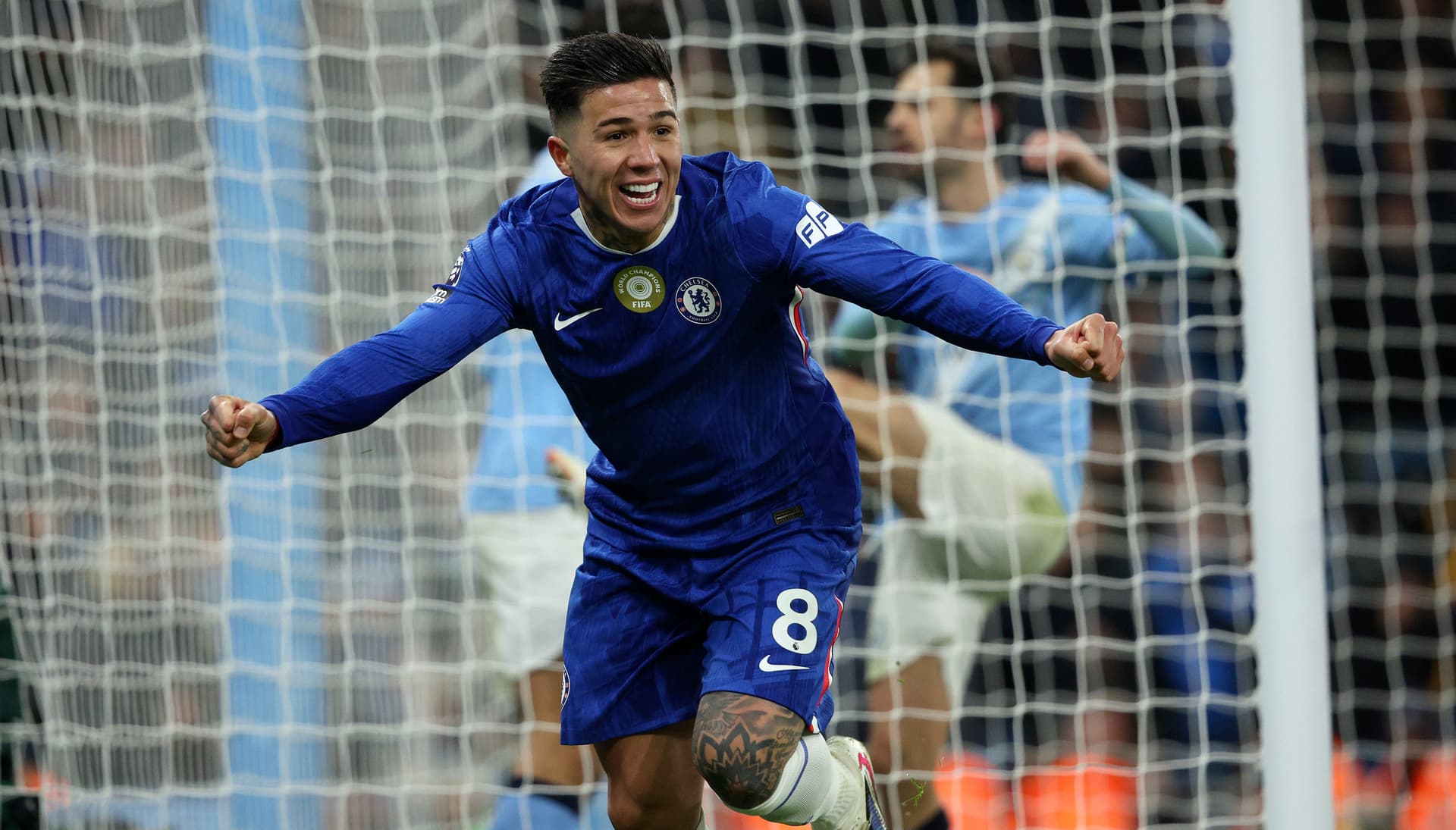 Enzo Fernandez of Chelsea celebrates equalizing goal