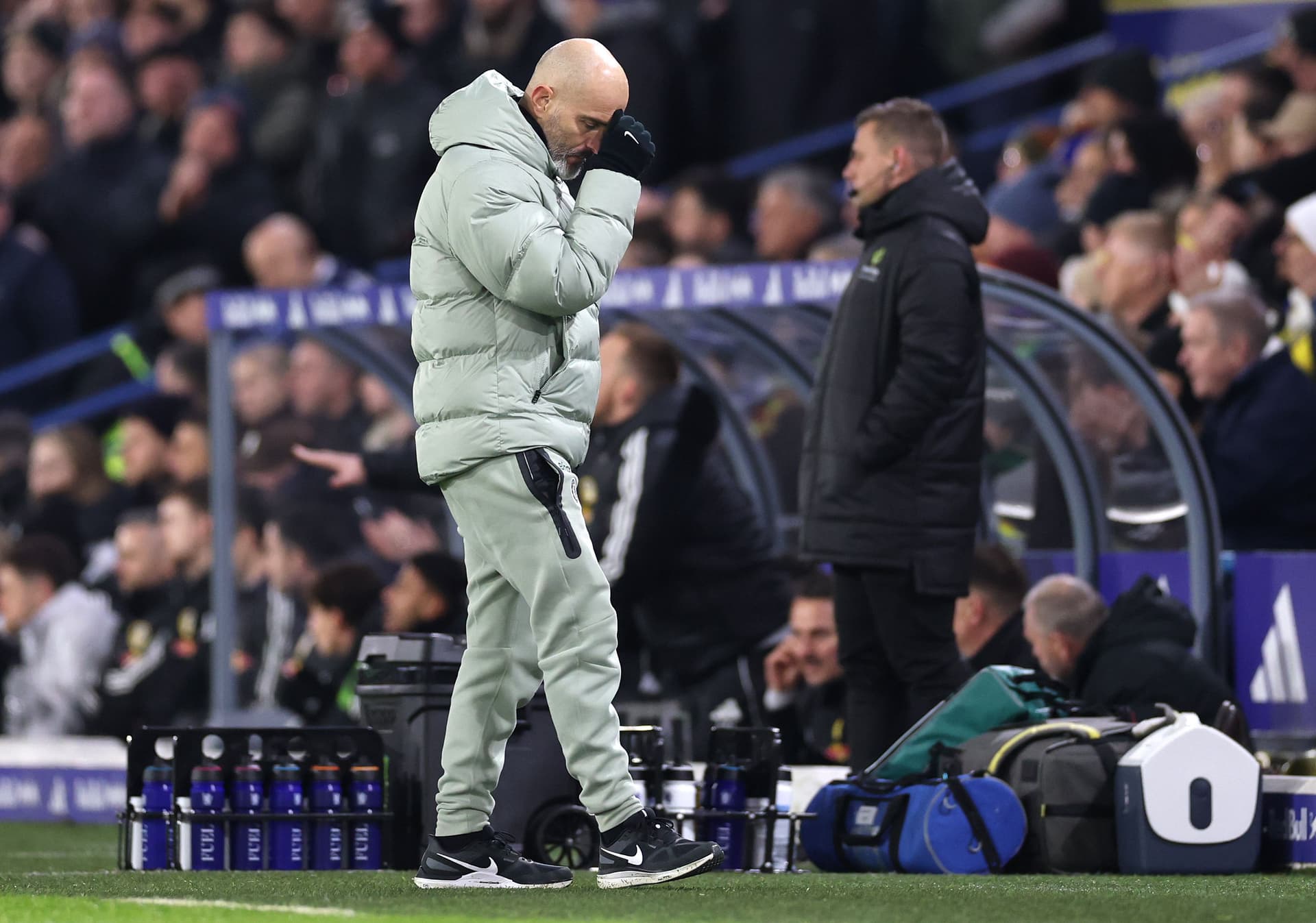 Enzo Maresca, Manager of Chelsea reacts during the Premier League match