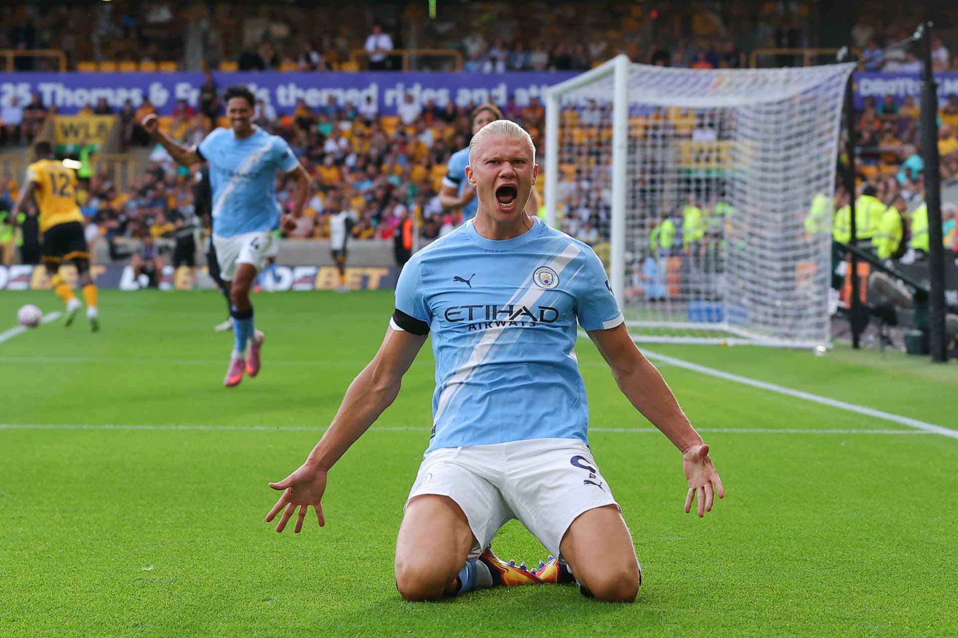 Erling Haaland of Manchester City celebrates after scoring their side's third goal