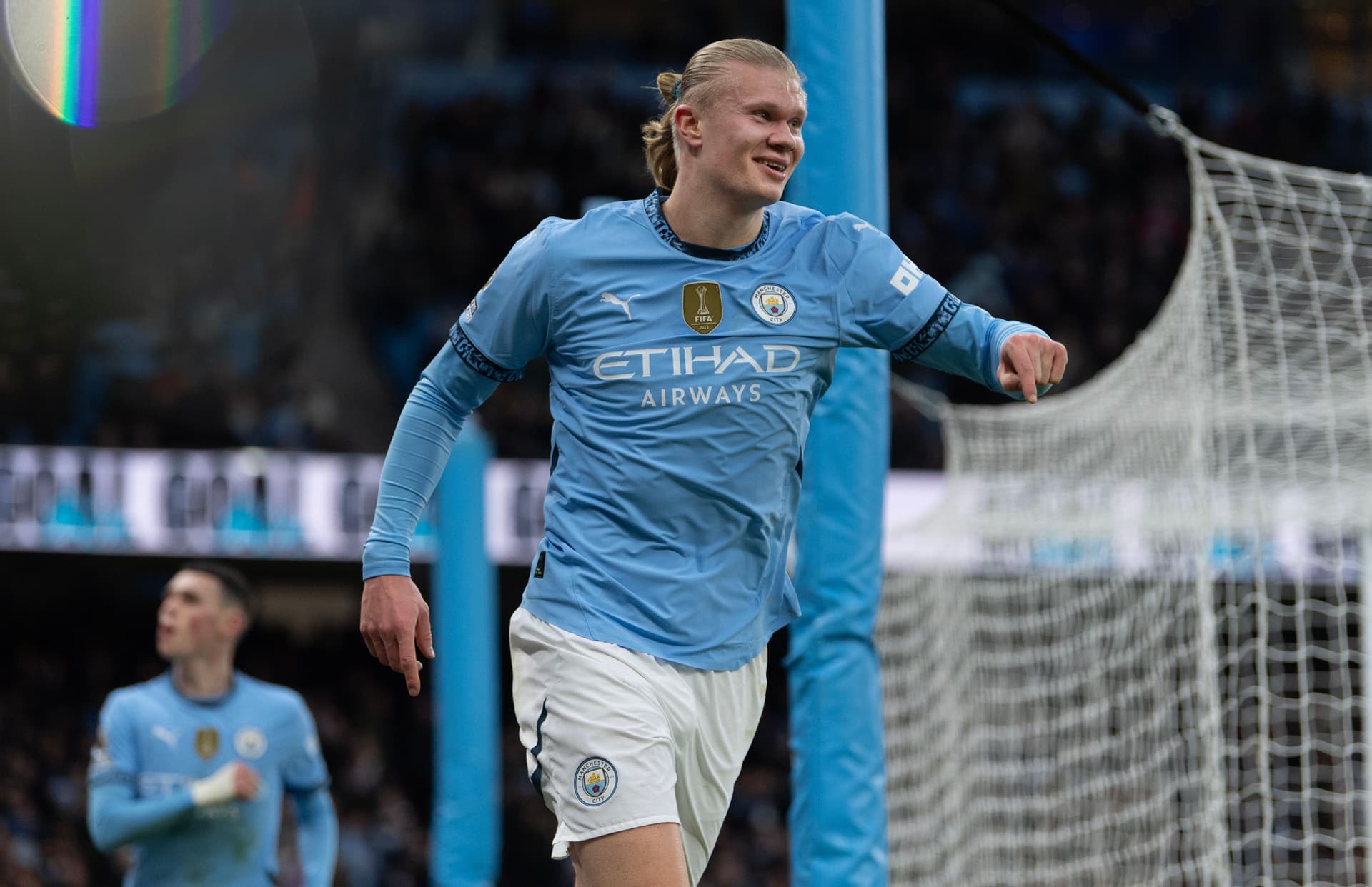 Erling Haaland of Manchester City celebrates scoring the second goal