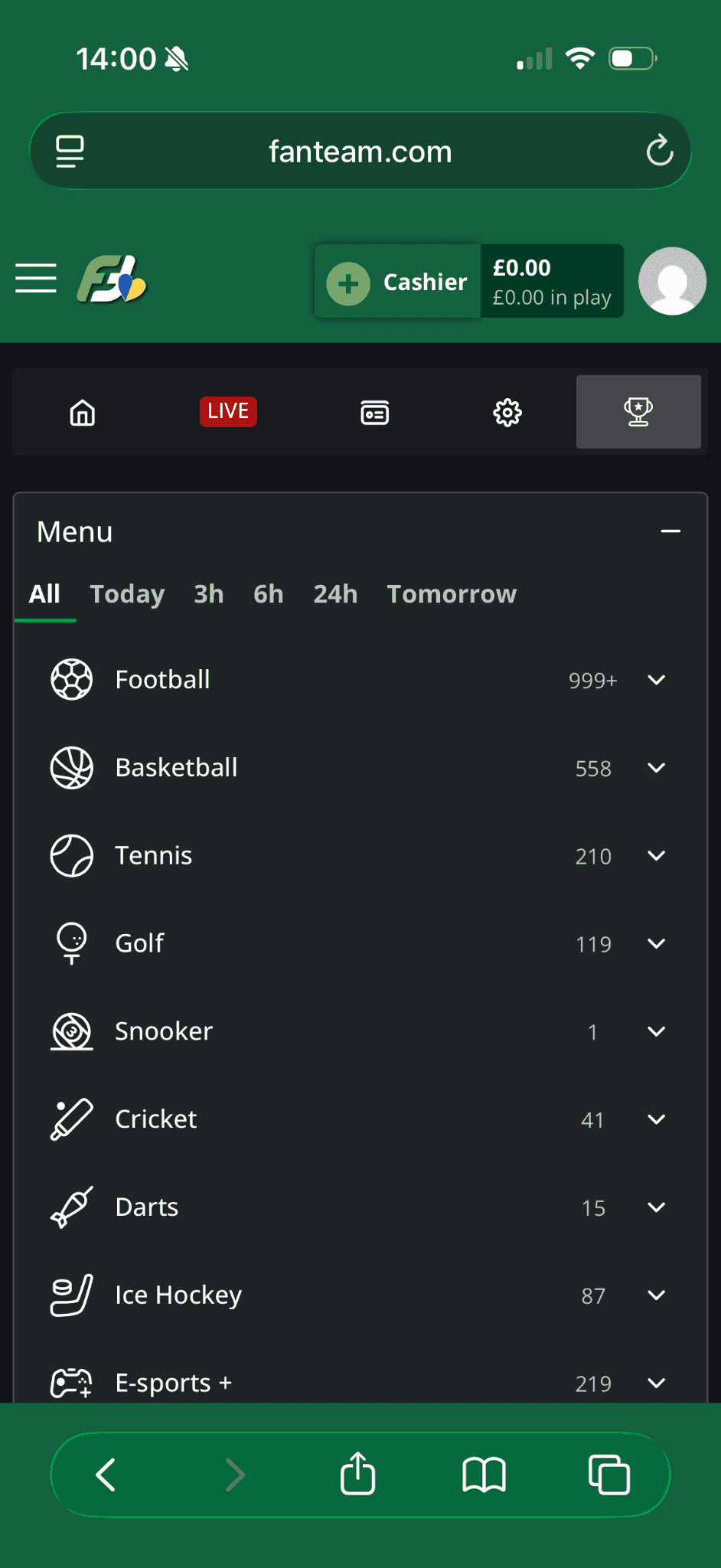 FanTeam mobile website by FanTeam
