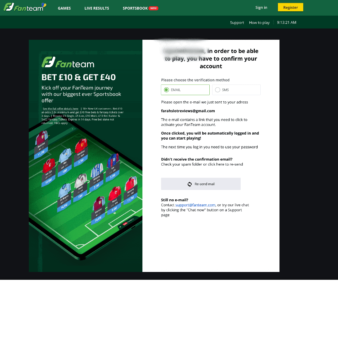 FanTeam sign up process by FanTeam .