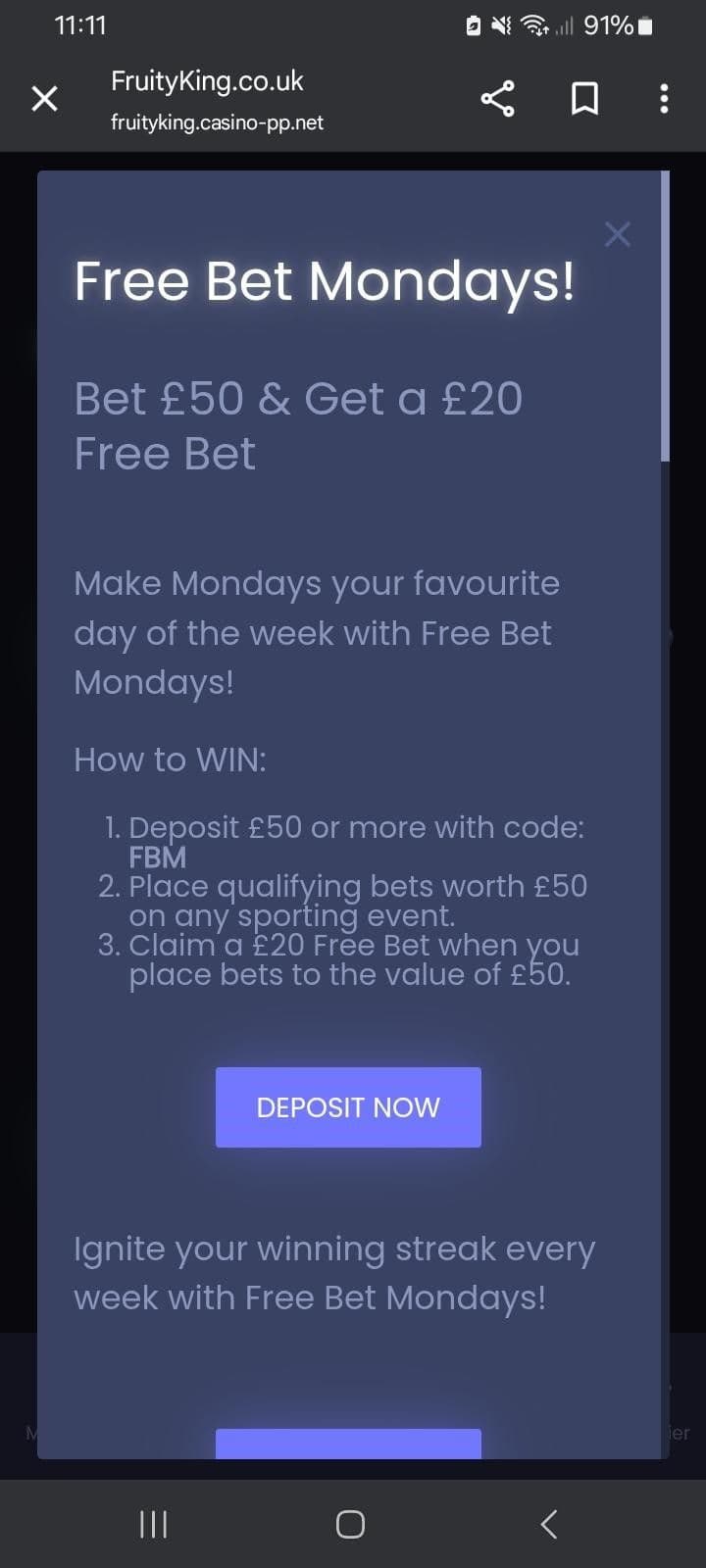 Free Bet Mondays