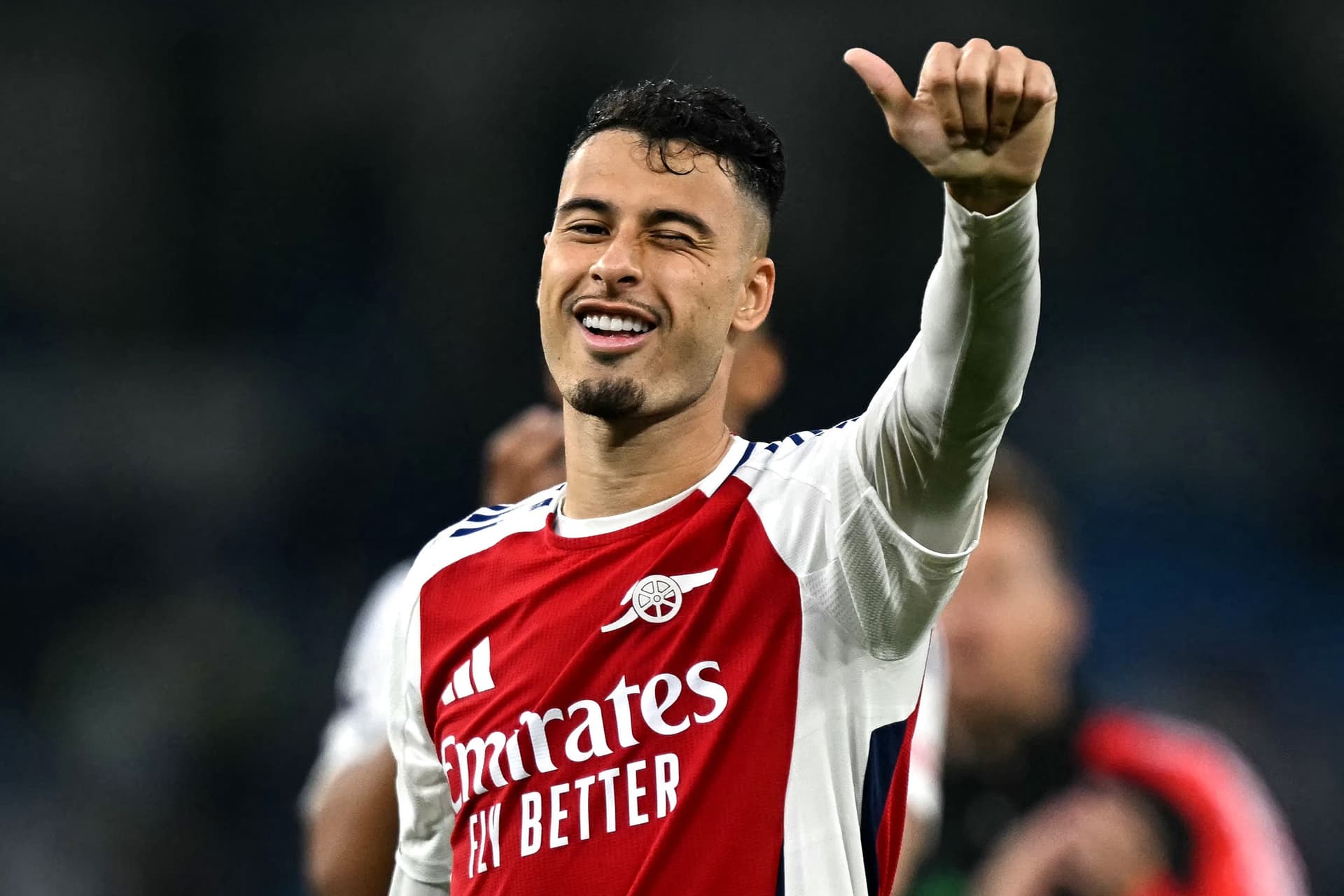 Gabriel Martinelli reacts following the English Premier League football match