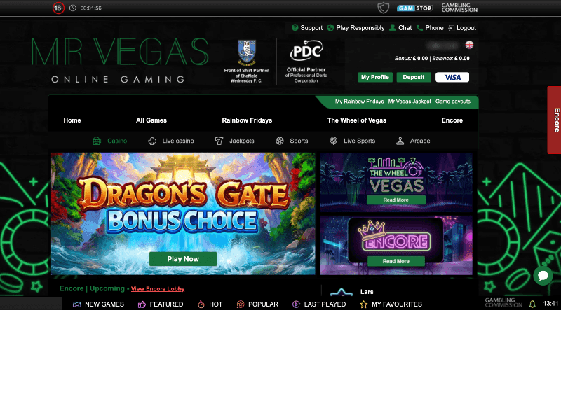 Head back to the lobby and use one of the Mr Vegas casino