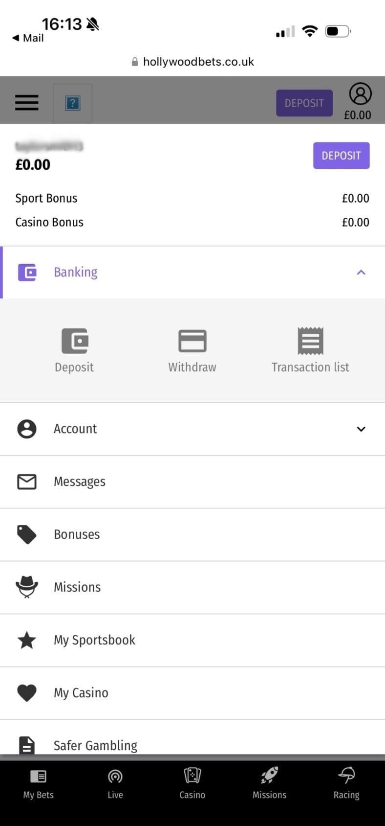 Head to the cashier to make your first deposit