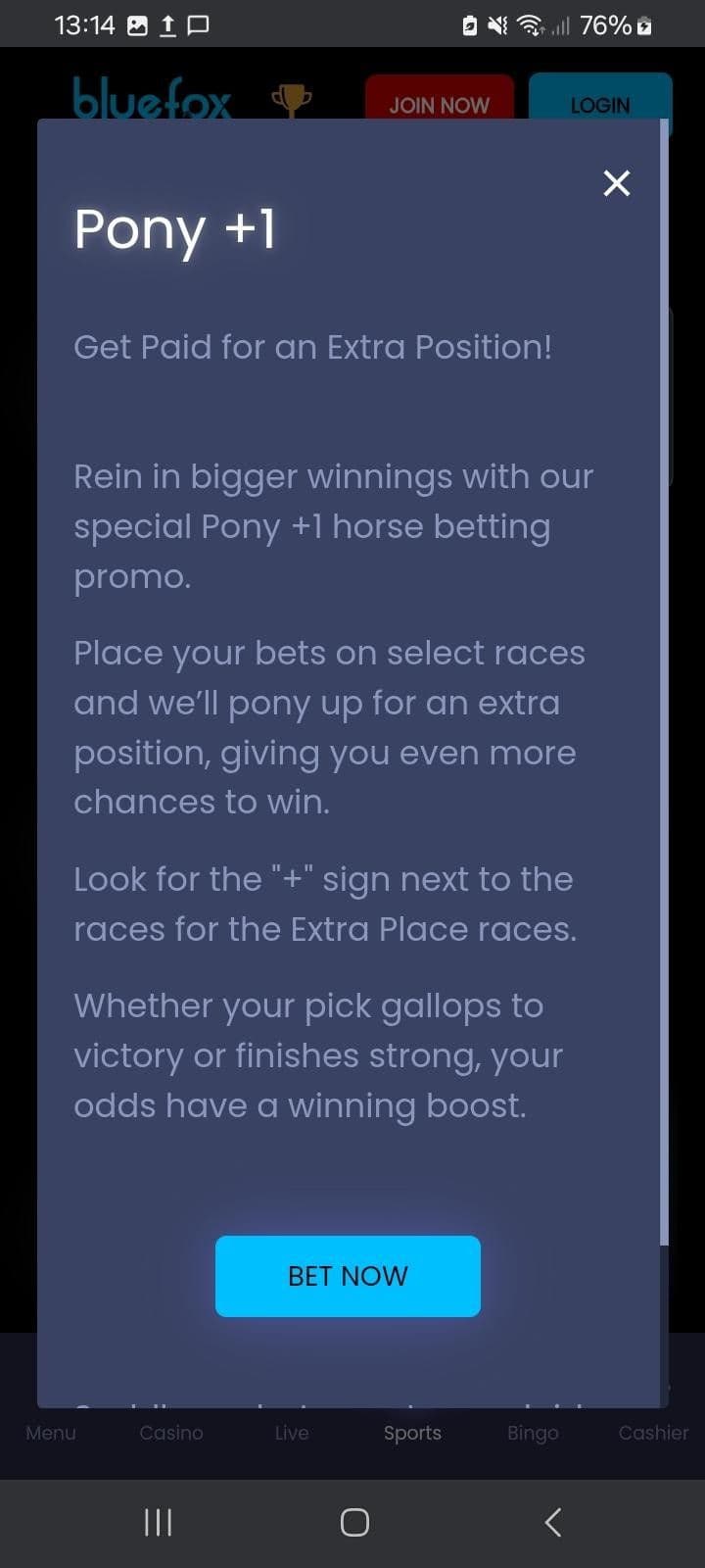 Horse betting promo