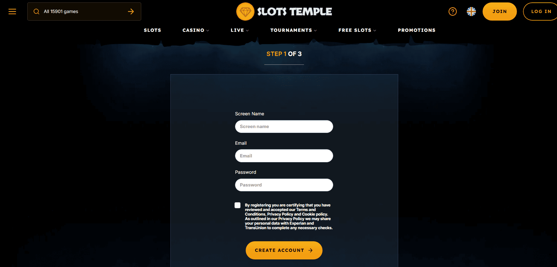 I went to the homepage and clicked the 'Join' button