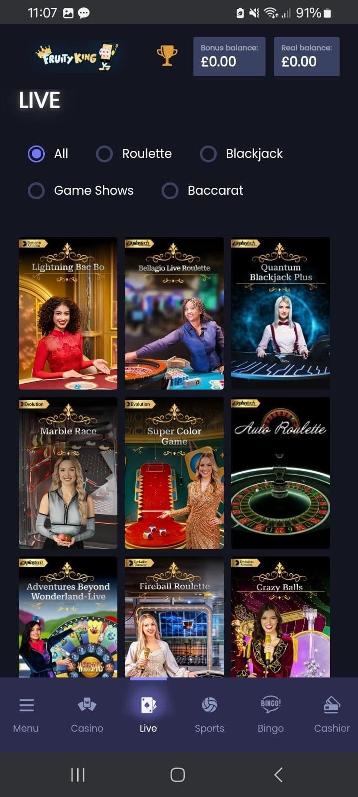 Live Dealer Games Fruity King