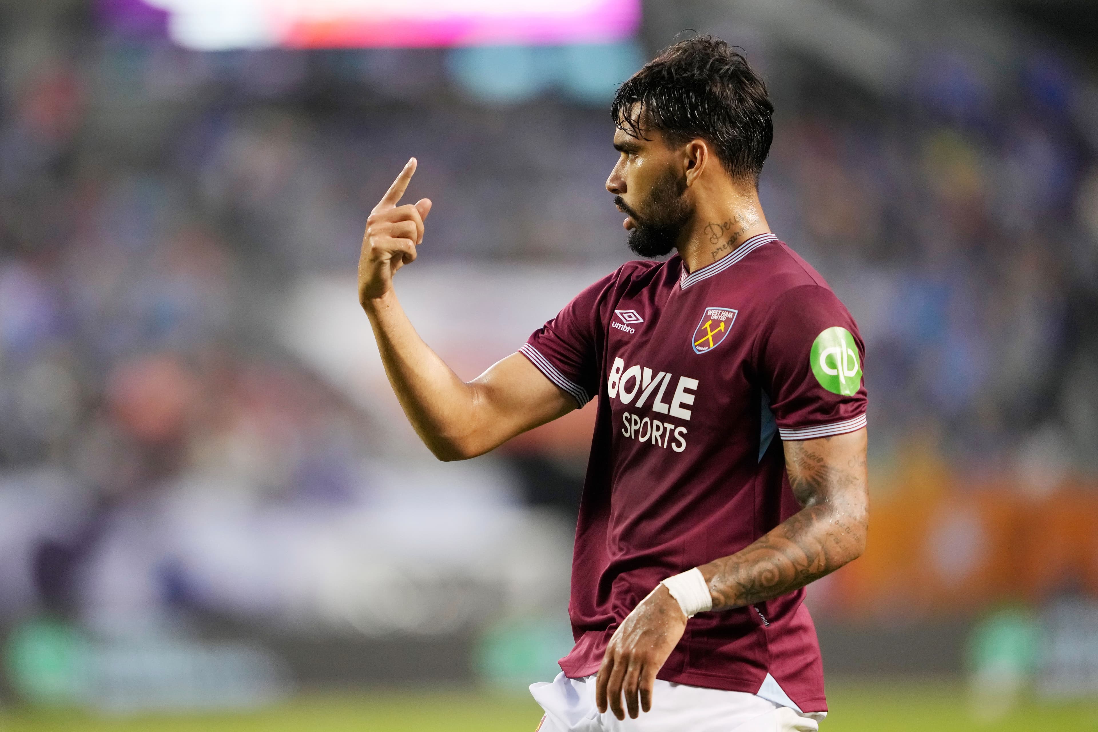 Lucas Paqueta of West Ham United reacts during the Premier League