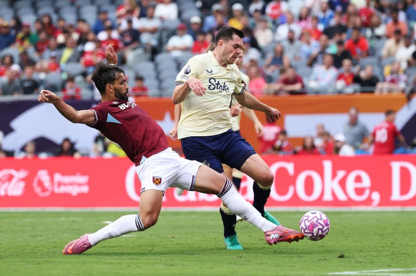 Lucas Paqueta of West Ham United scores his team's first goal