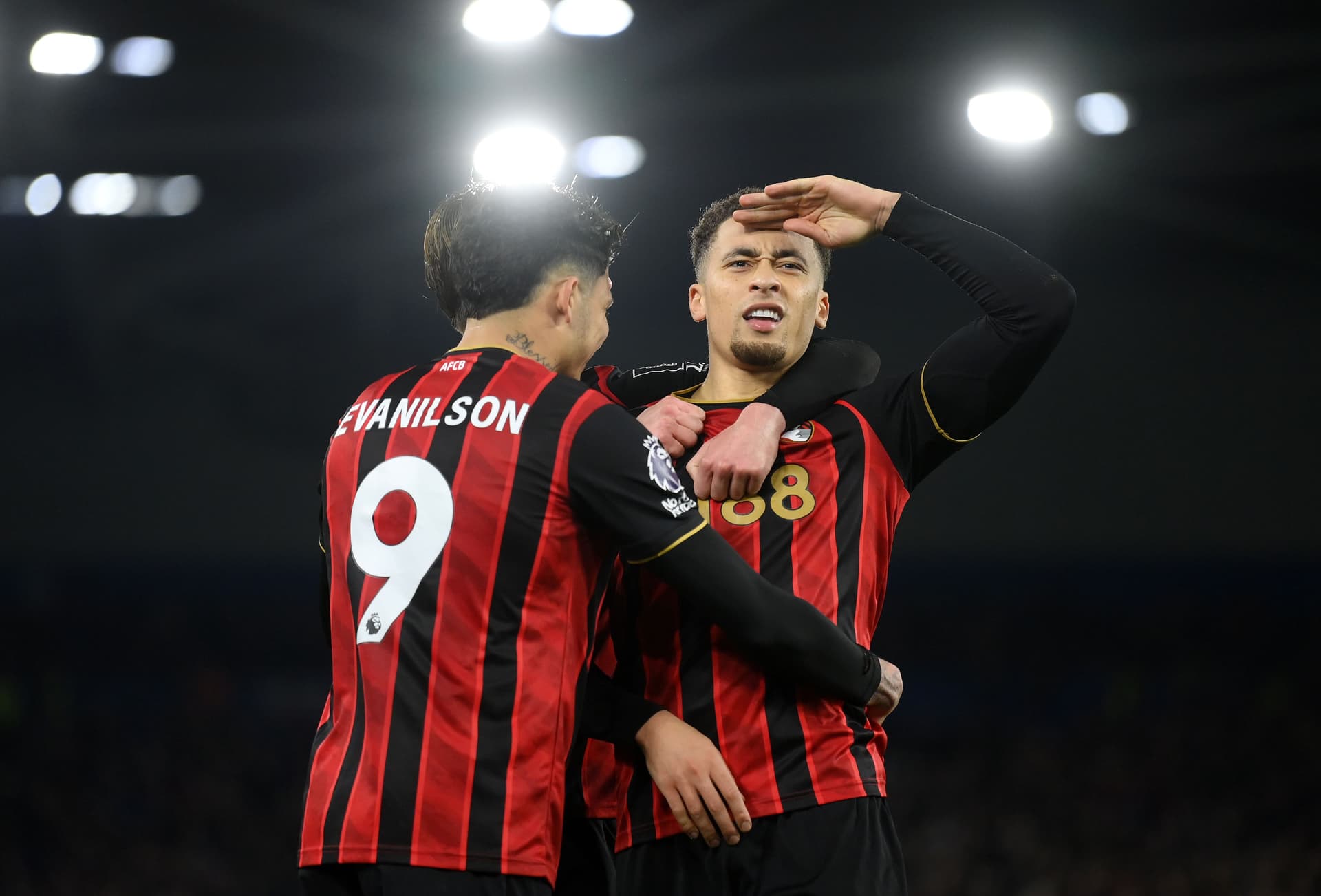 Marcus Tavernier of AFC Bournemouth celebrates scoring his team's first goal