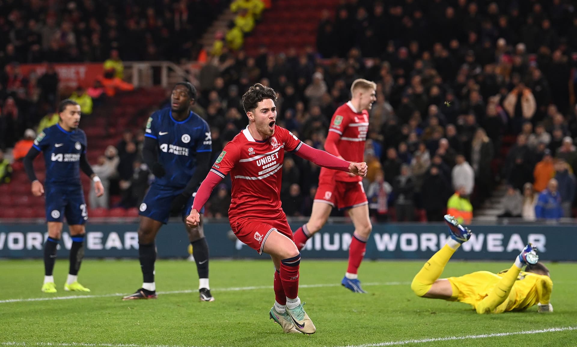 Middlesbrough player Hayden Hackney celebrates after scoring the first goal