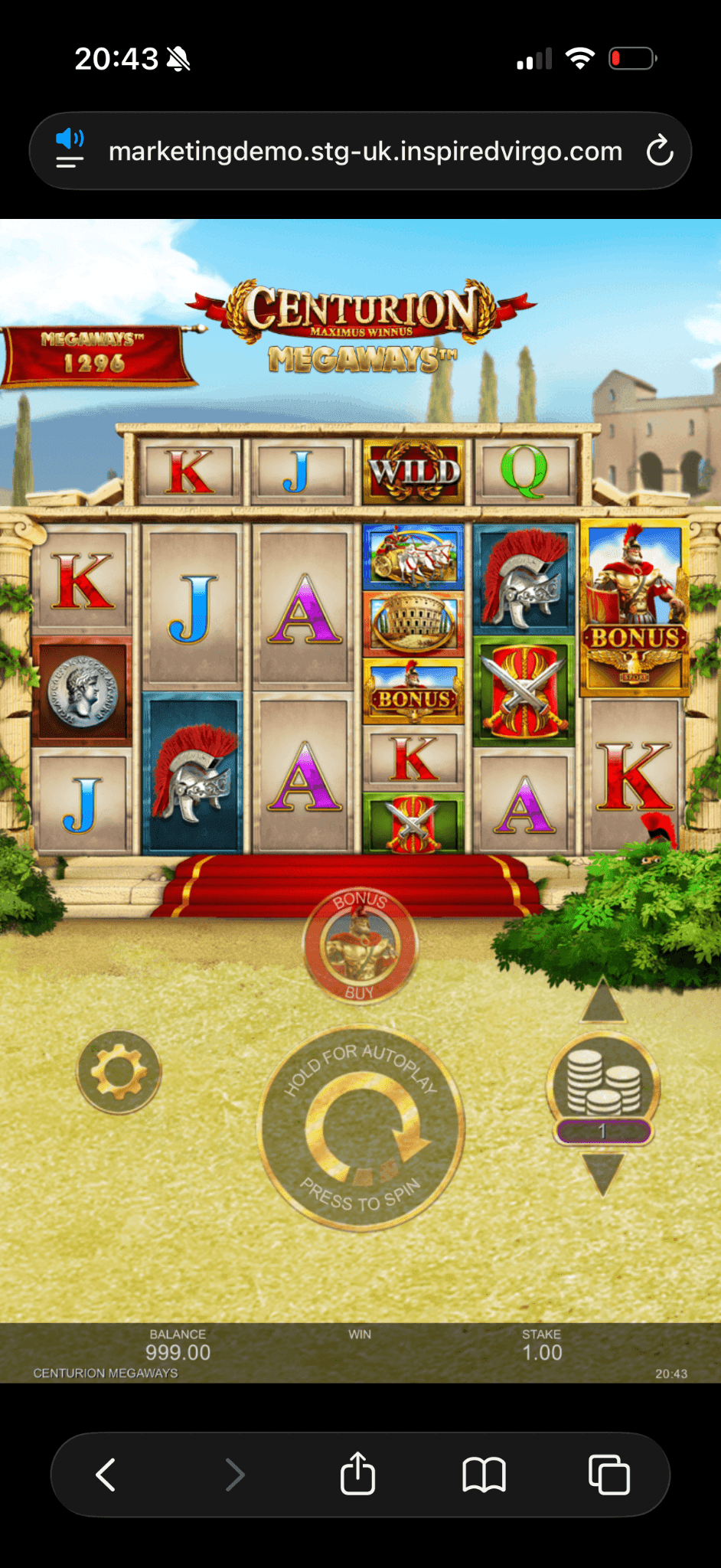 Mobile Play Experience centurion megaways