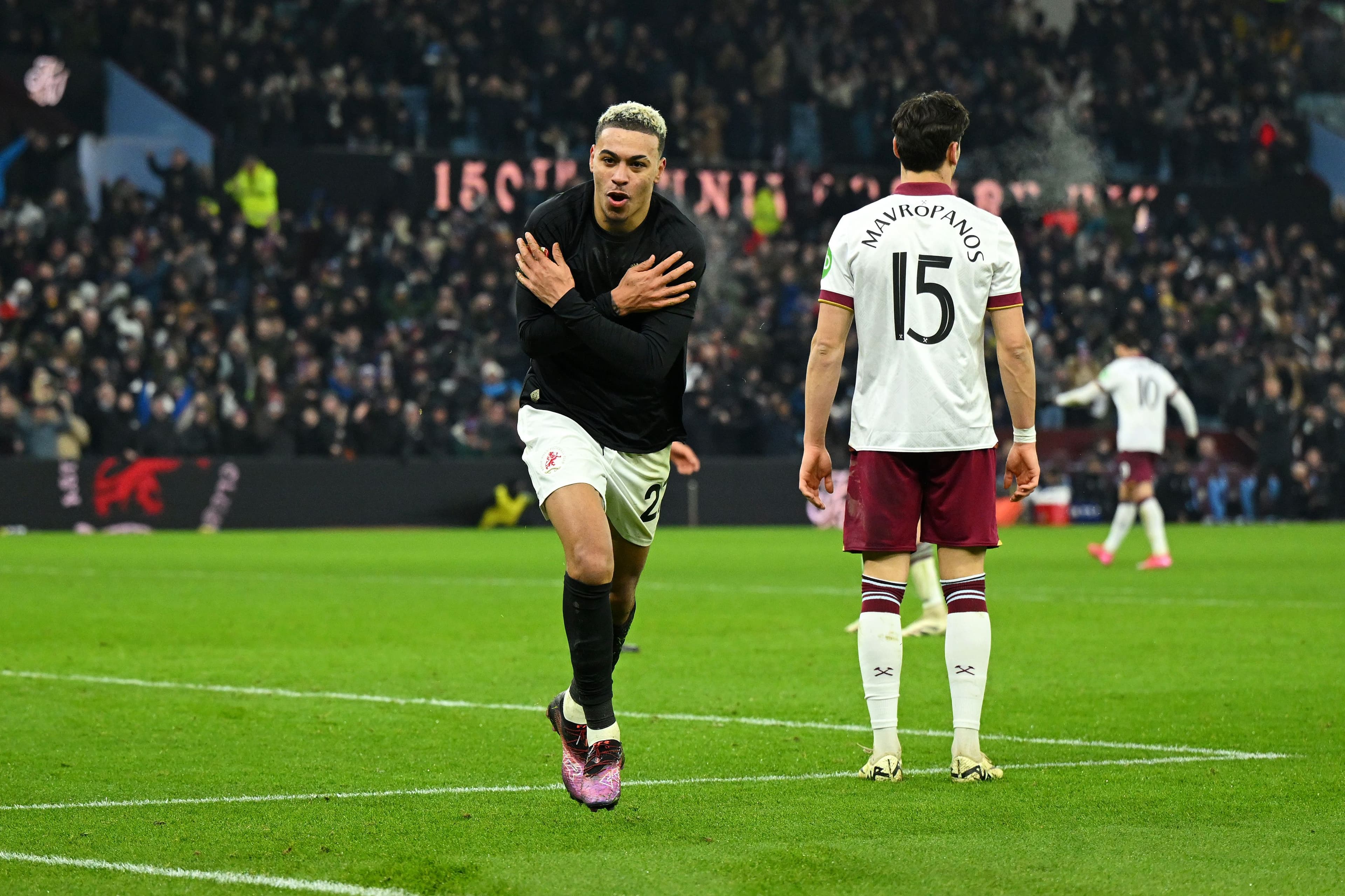 Morgan Rogers of Aston Villa celebrates scoring his team's second goal