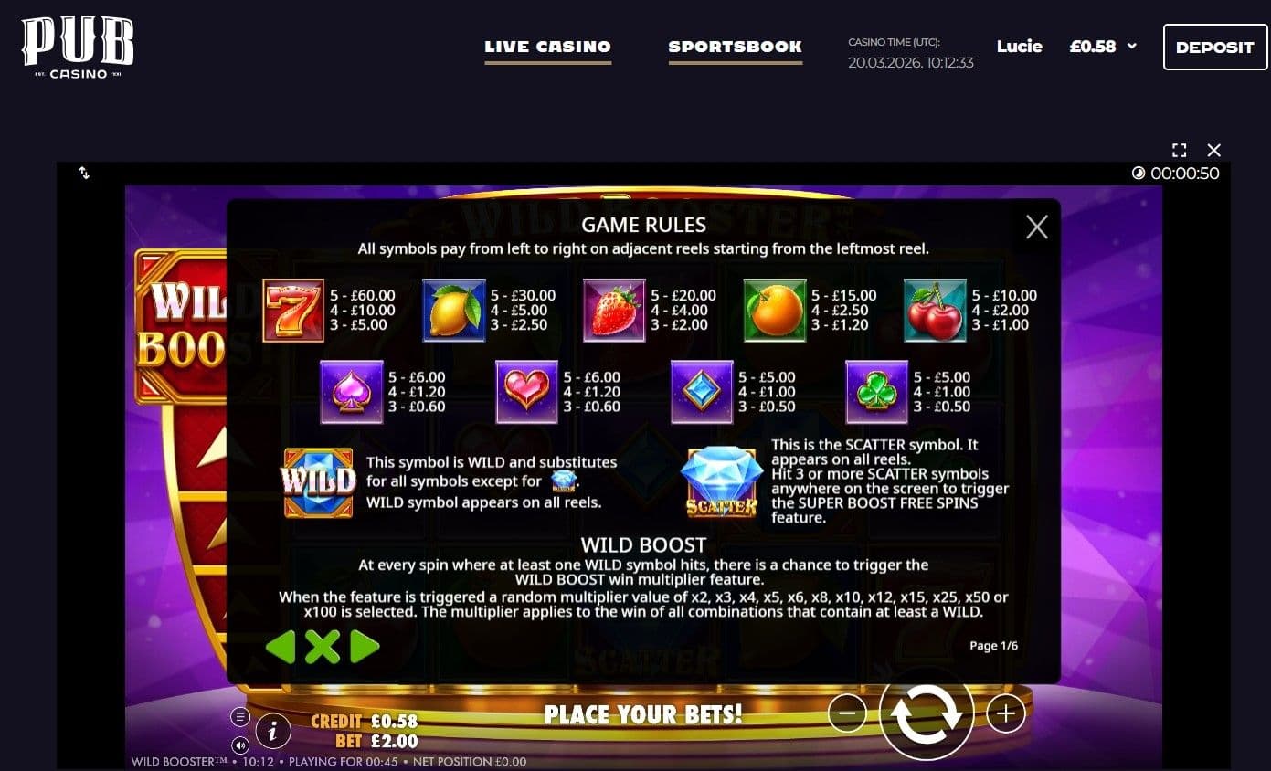 Once you have set your stake to match your bankroll, review the game's paytable