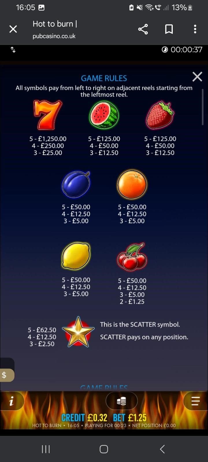 Read through the PayTable
