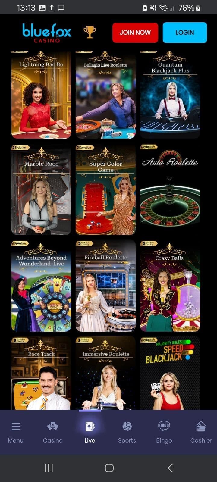 Real Casino Experience at Bluefox