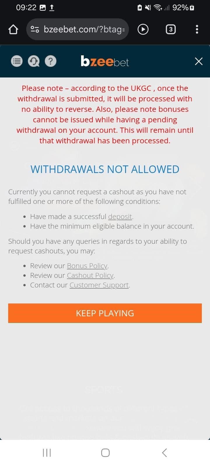 Select Withdraw..