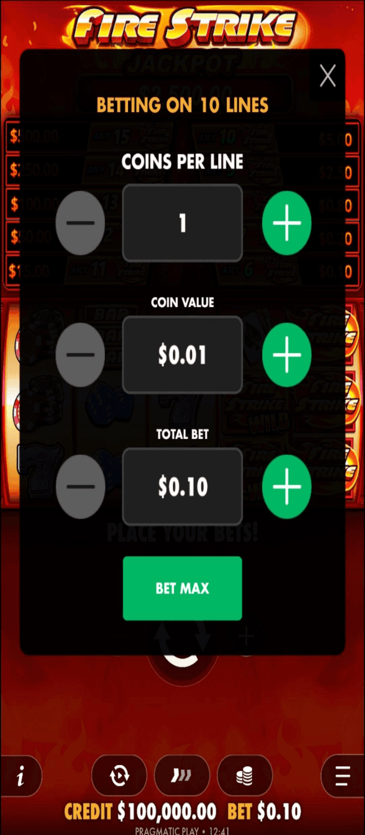 Select your bet free strike