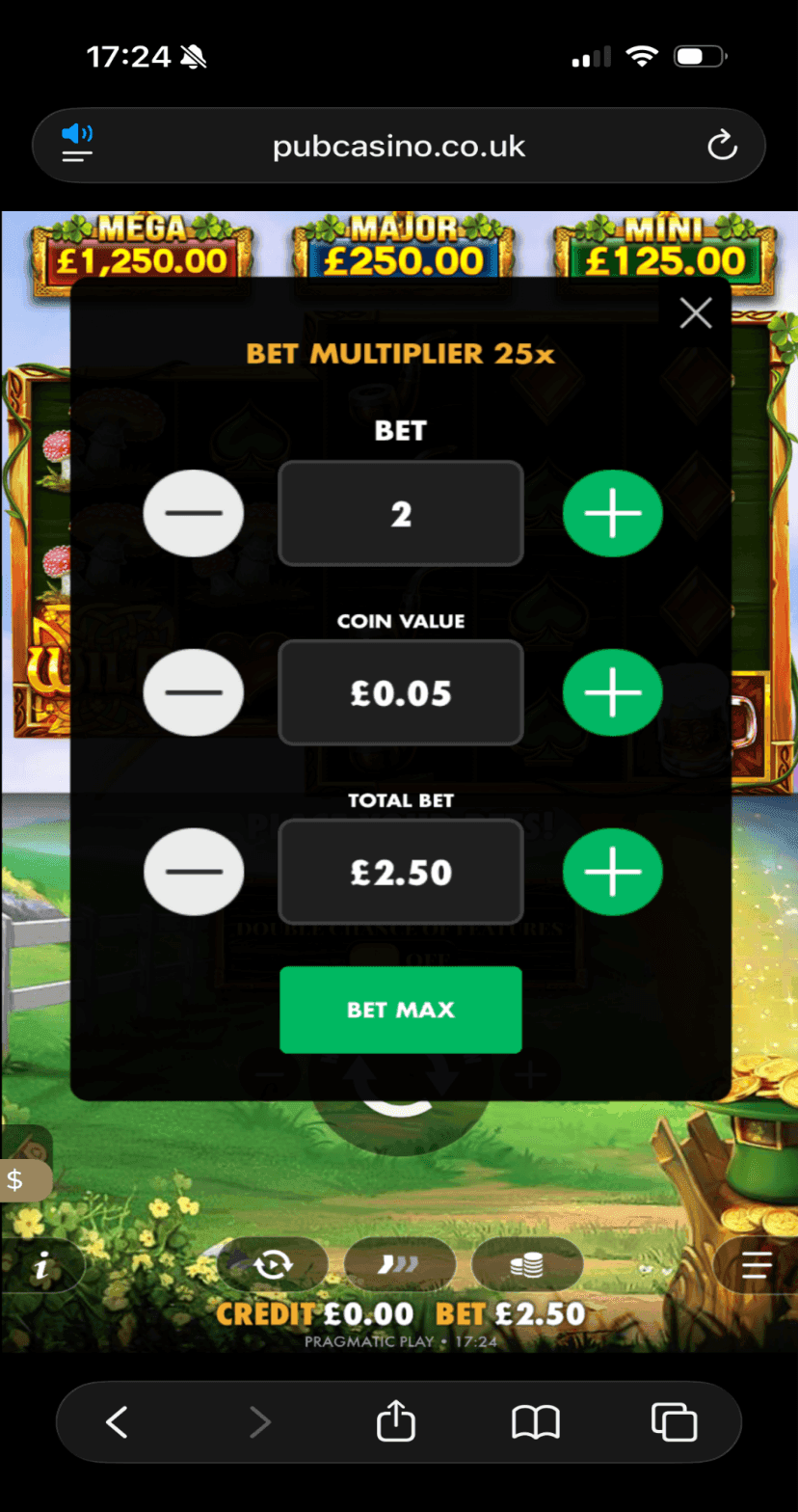 Select your stake amount and start spinning.