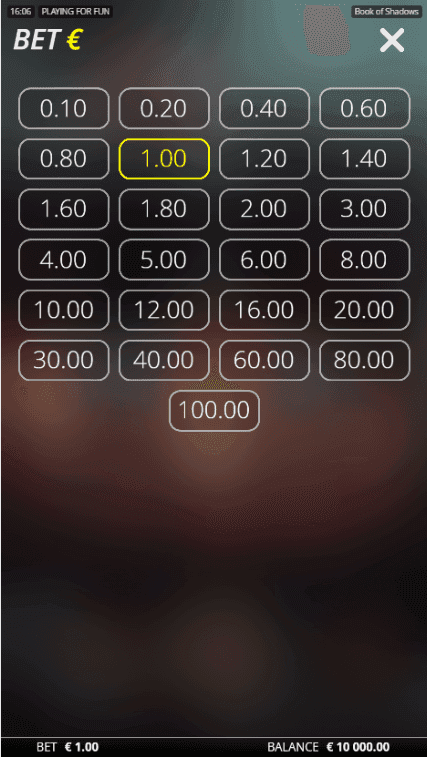 Set your bet using the coin menu