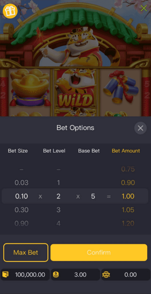 Set your stake from £0.10 to £5.