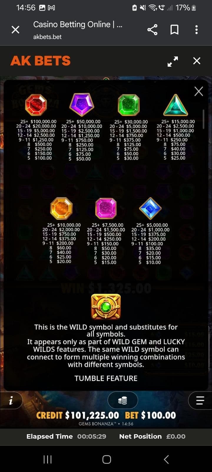 Special Symbols gems bonanza