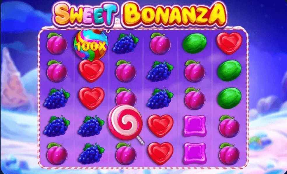 Sweet Bonanza Slot Schermafbeelding met bonussymbolen