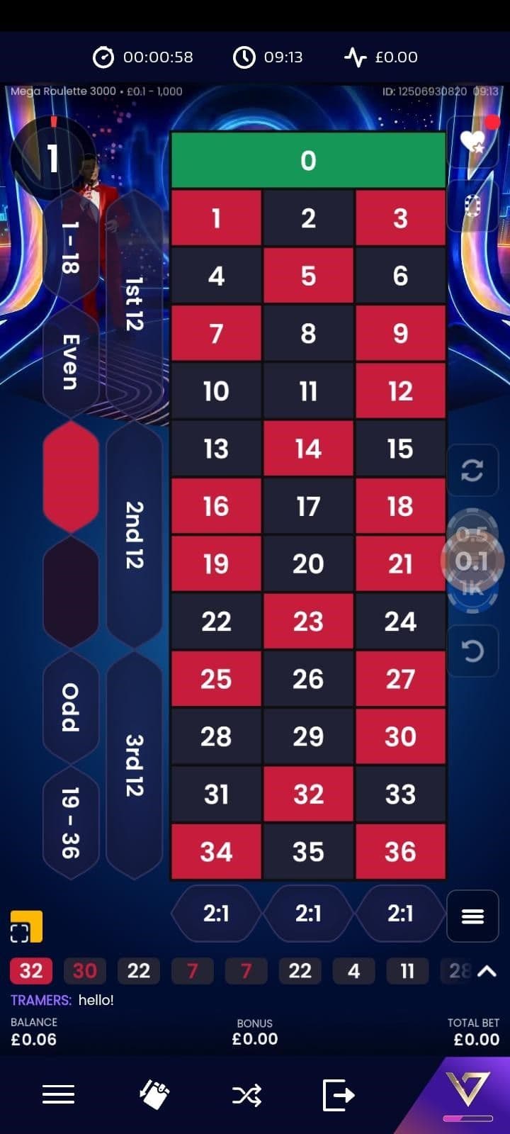 Take a seat at the table Live mega roulette 3000