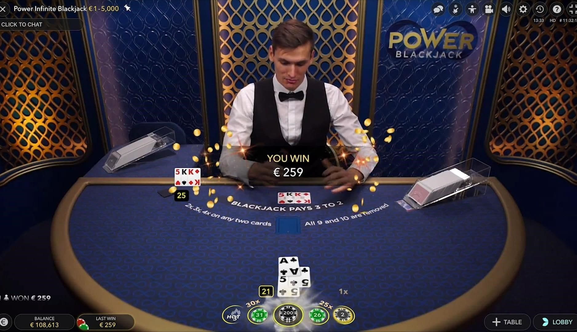 The dealer completes the hand