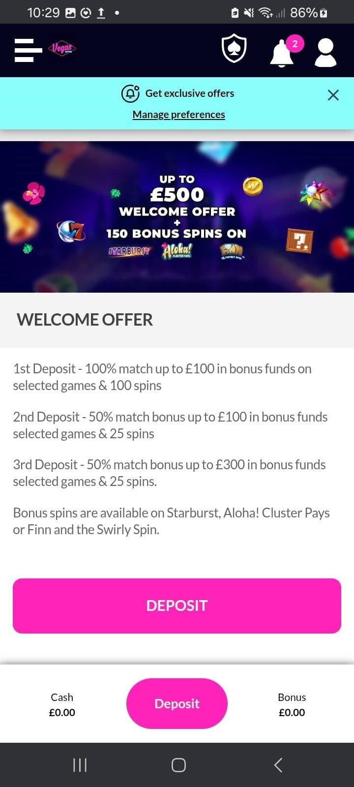 Vegas Wins Casino Welcome Bonus