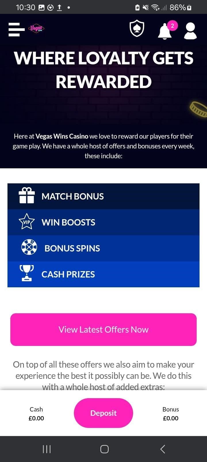 Vegas Wins VIP Club & Loyalty Program