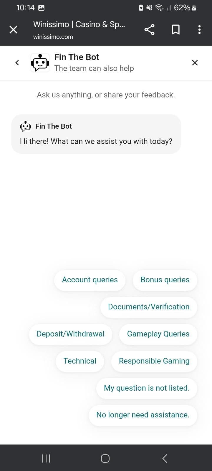 Winissimo Customer Support