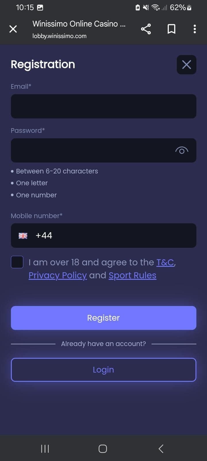 Winissimo Registration Guide