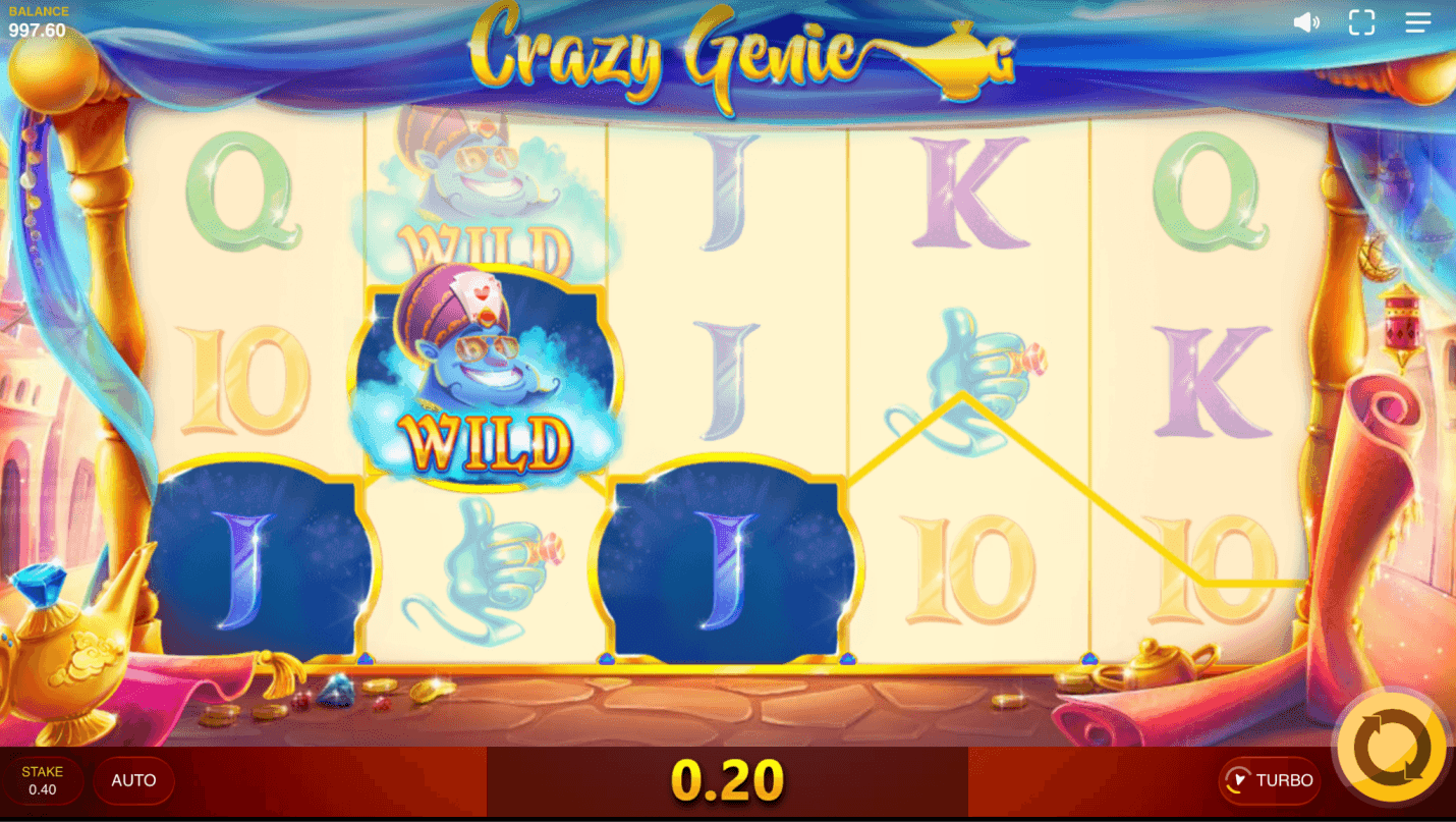 Wins pay on adjacent reels crazy genie