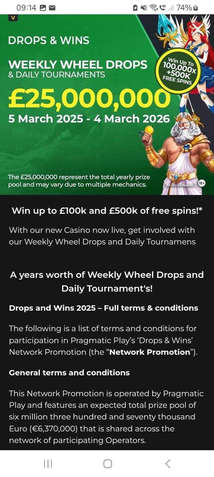 weekly wheel drops and daily tournaments